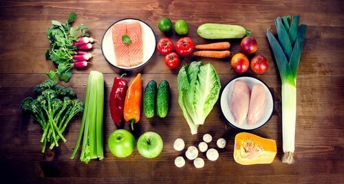 her ser du et udvalg af sunde fødevarer
