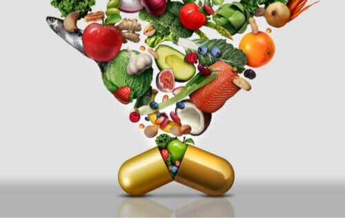 Fødevarer med vitaminer i kapsel