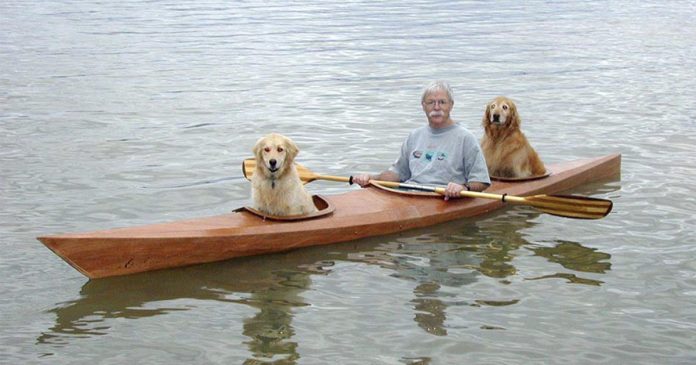 Il modifie son kayak pour que ses chiens en profitent avec lui