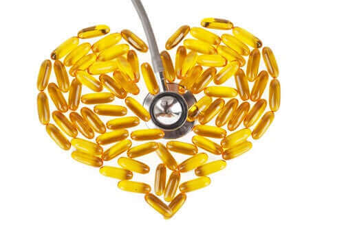 Visolie capsules in de vorm van een hart