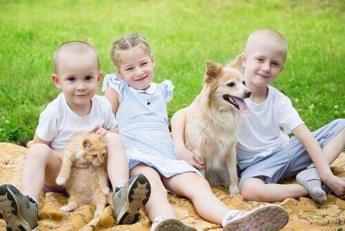 Some children with their pets.