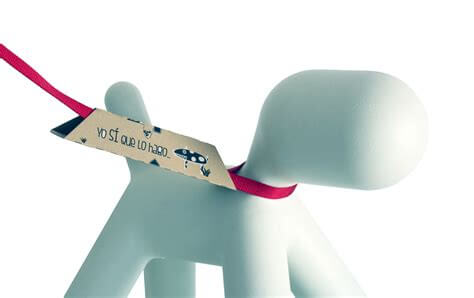 Ecopoop attached to a dog's leash.