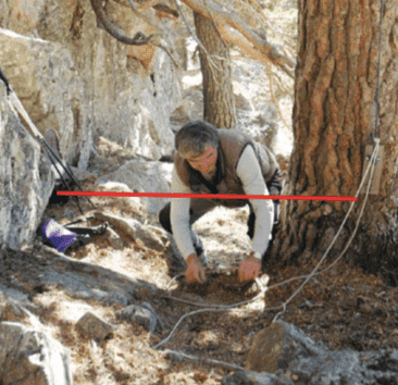 A man setting up a trap.