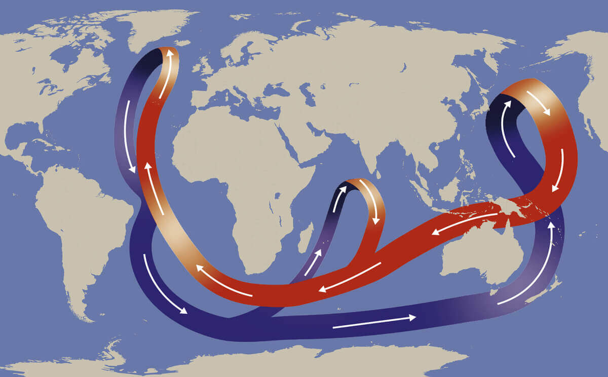 A map of the ocean currents.