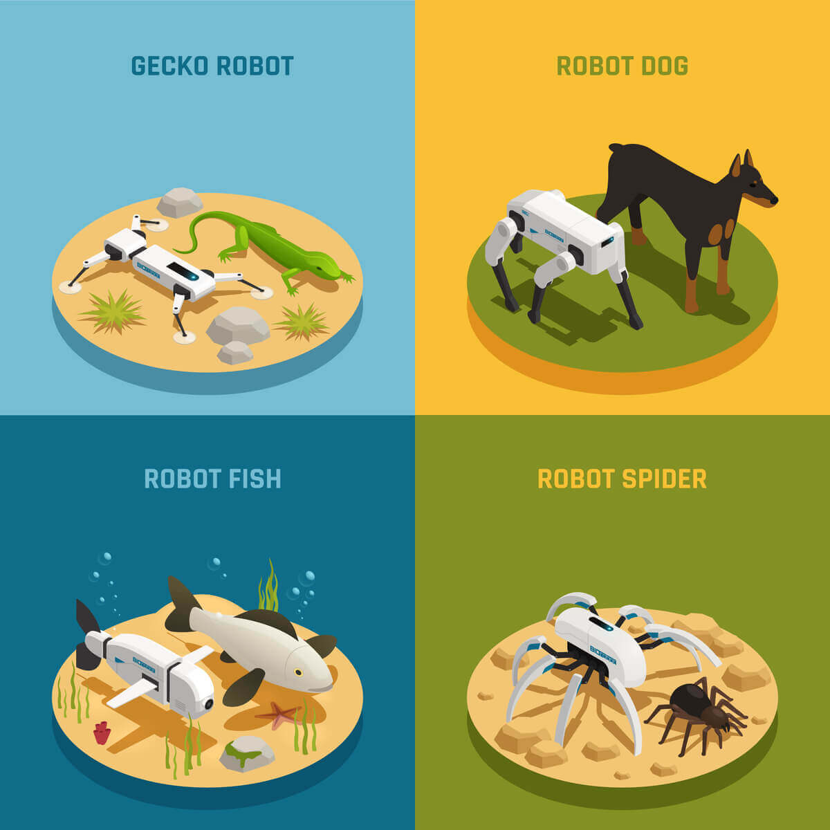 A graphic showing different potential robot animals.