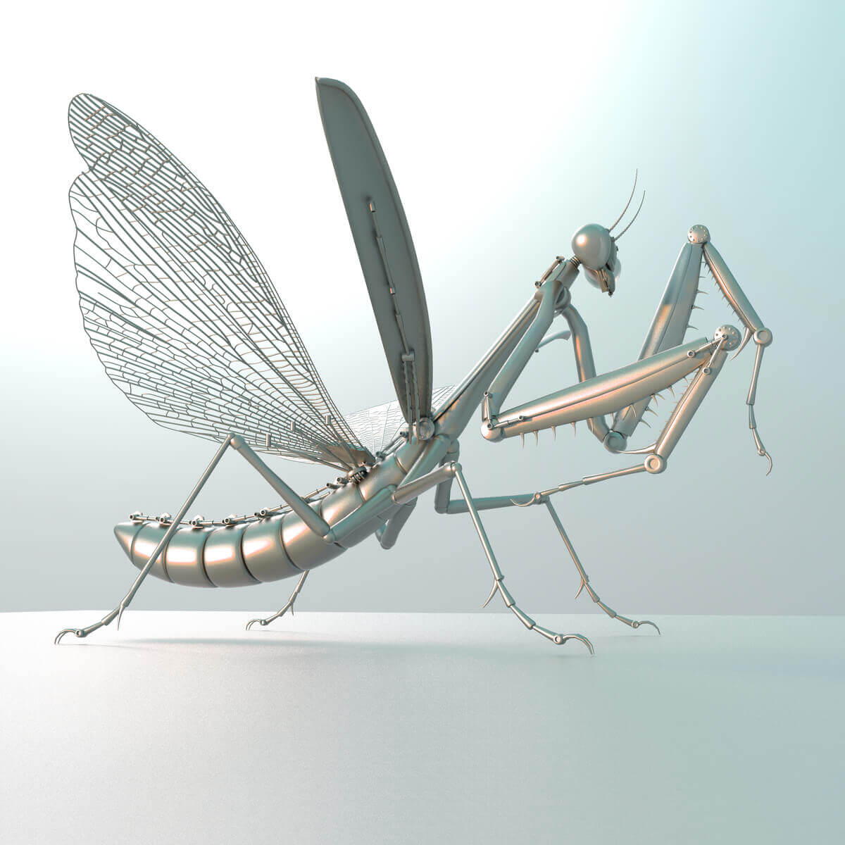 An image of a robot praying mantis.