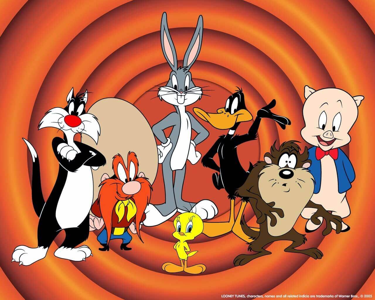 The Looney Toons cast includes a black and white cat.